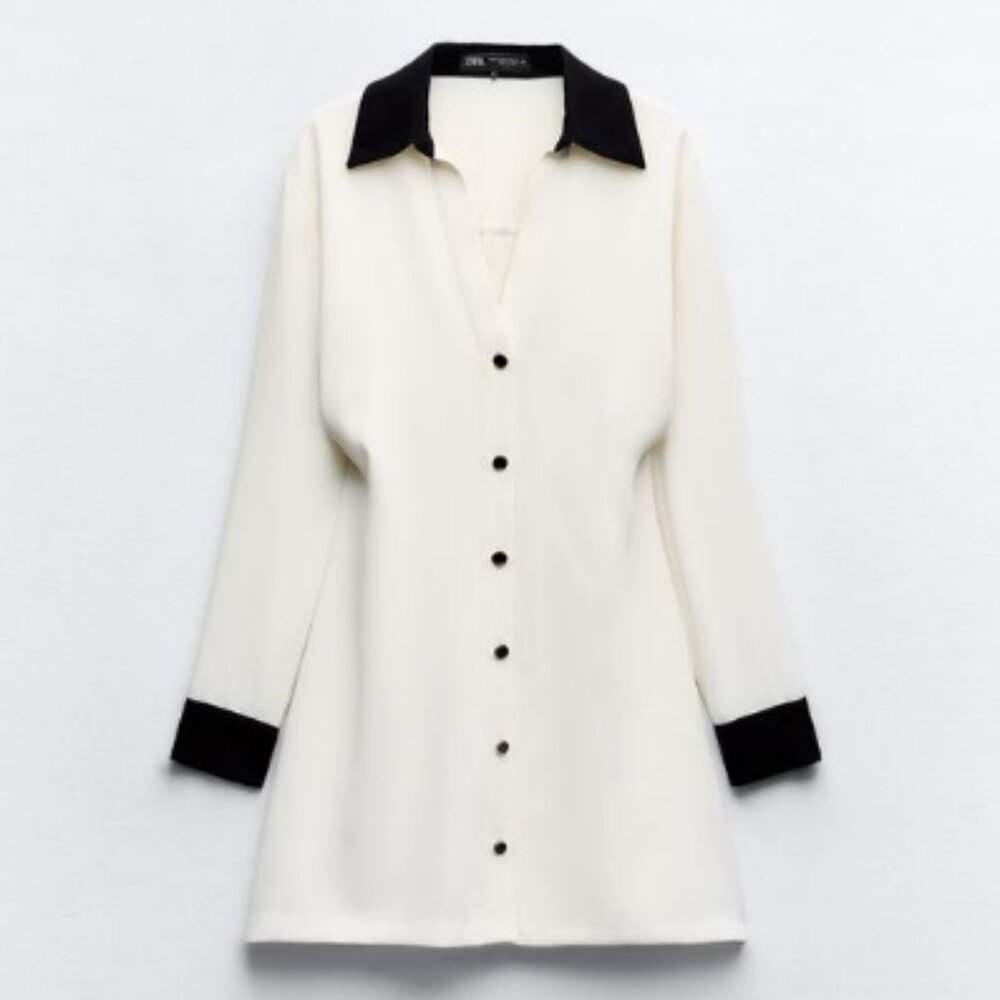 Zara Contrast Trim Mini Dress - Never Worn - Picture 2 of 6